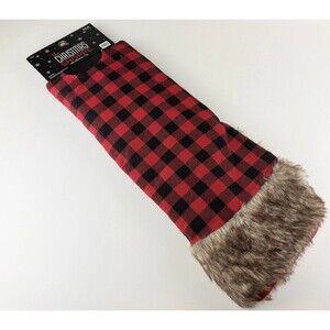 Christmas Tree Skirt 48" Buffalo Plaid with Faux Fur Trim Christmas Shoppe